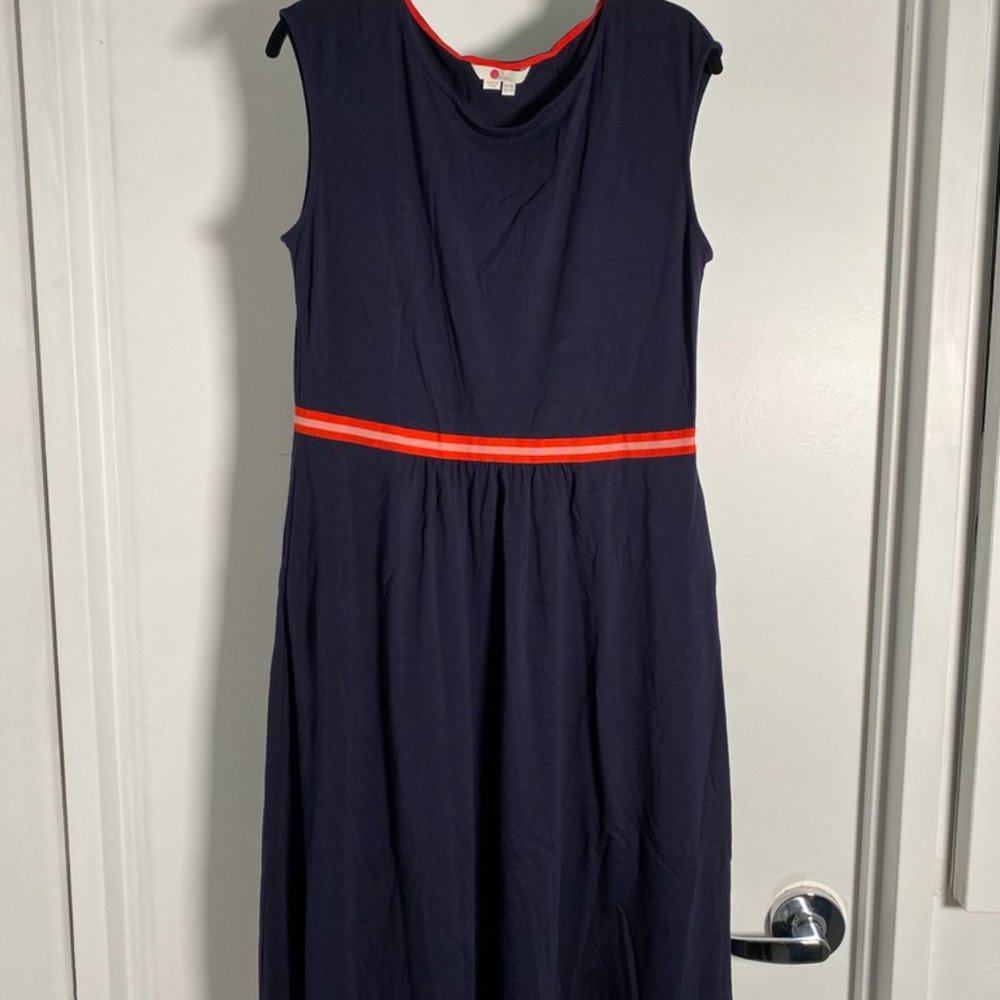 Boden Navy Ribbon Waist Dress - US 10 L / UK 14L